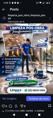 Limpeza pós obra Manaus ?