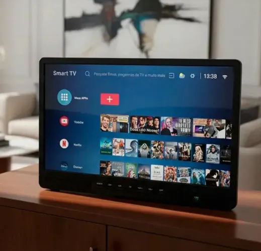 Monitor 17,3'' Tv Portátil Android C Controle Antena Digital