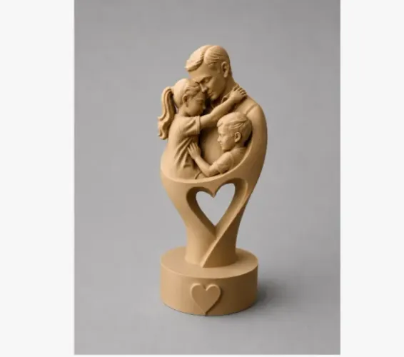 Escultura Dia dos Pais - Pai & Casal Filhos (Irmã+velha) - 12 cm