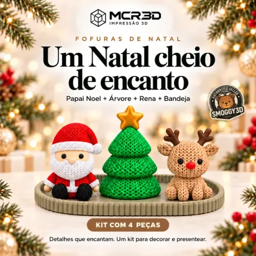 Kit 3 Bonecos Enfeite de Natal Decorativos Impressão 3D