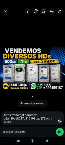 HDs diversos para PC e notebook, 500 GB e 1TB 100%, garantia, e entregamos, consulte nos