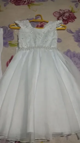 Vestido, sapato, meia, laço para daminhas