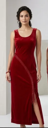 vestido vermelho em Veloso todo bordado com fenda e renda nas costas