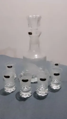 Garrafa licoreira antiga em cristal Mafra com caixa priginal