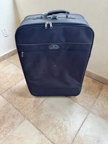 Mala de viagem Samsonite azul de tecido - usada