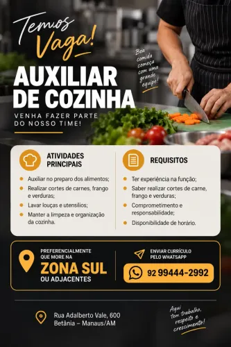 Vaga Auxiliar de cozinha