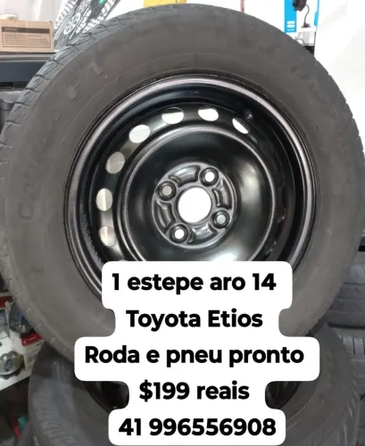 Estepe Etios aro 14 . Roda e pneu pronto. Roda original Toyota Etios 