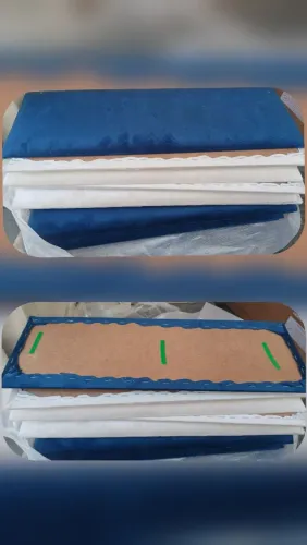 10 placas estofadas novas para cabeceira de cama azul e branco<br>Altura- 20cm<br>Largura- 60cm