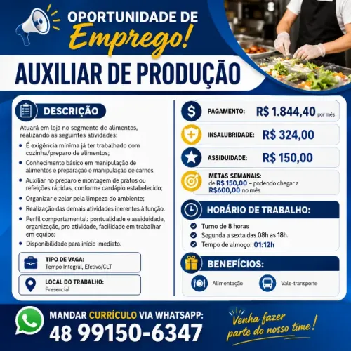 Produção/Auxiliar de cozinha