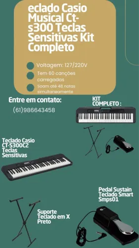Teclado Casio Musical Ct-S300 Teclas Sensitivas Kit Completo