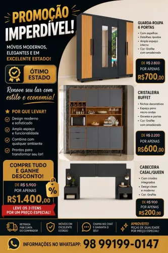 Guarda roupa, armário de cozinha e cabeceira