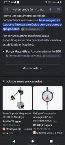 Suporte magnético com relógio comparador