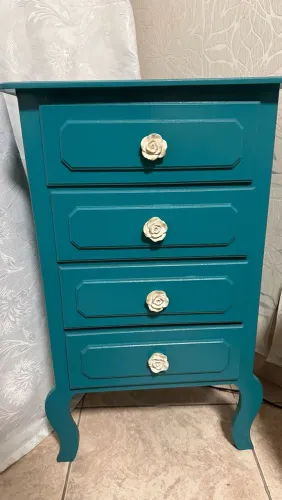 Cômoda Vintage 4 Gavetas - Verde Turquesa