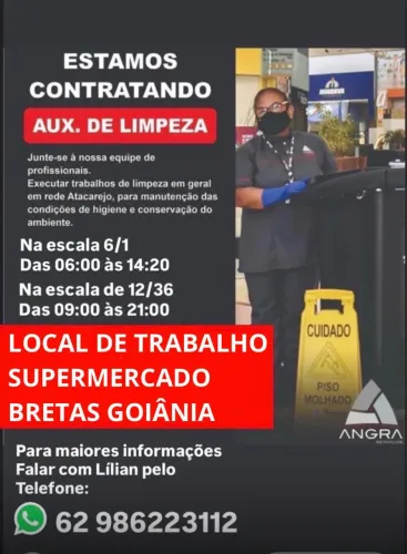 Vaga feminina para auxiliar de serviços gerais