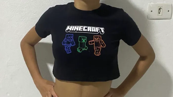 Camisa cropped Minecraft infantil 
