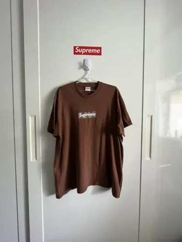 Camiseta Supreme Box Logo Brown - Tamanho G - Usada