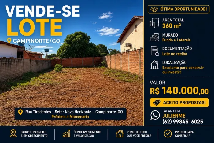Lote 360 metros quadrados