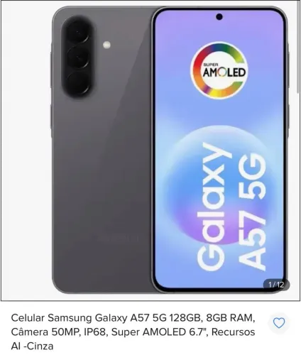 Lançamento TOP Samsung (A57) 128GB com 8 RAM e 02 DOIS ANOS Garantia de Fábrica!