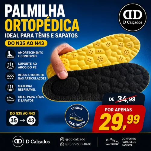 Palmilha ortopédica N35 ao N43