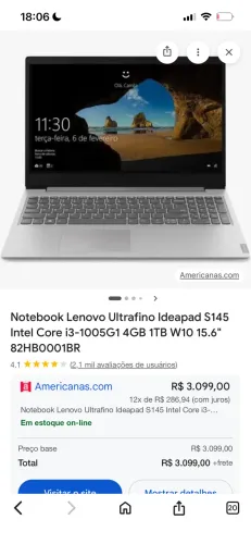 Notebook Lenovo seminovo