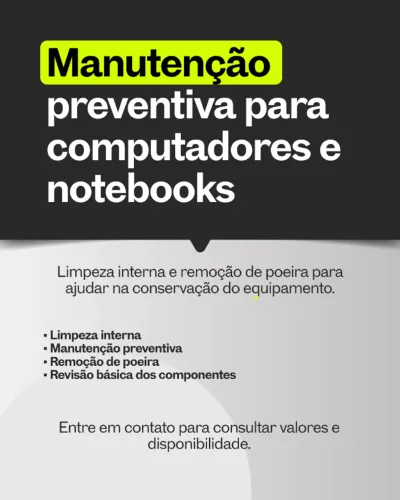 Serviço de limpeza para computadores e notebooks