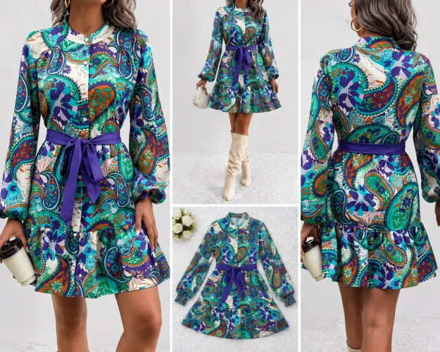 Vestido Paisley Floral com Cinto - Elegância e Estilo | Tamanho P | Novo