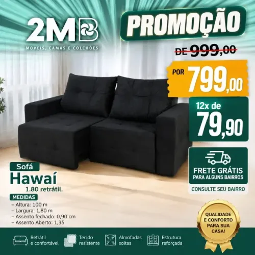 SOFÀ RETRATIL HAWAI 1,80
