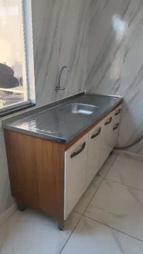 Pia de inox com gabinete 150