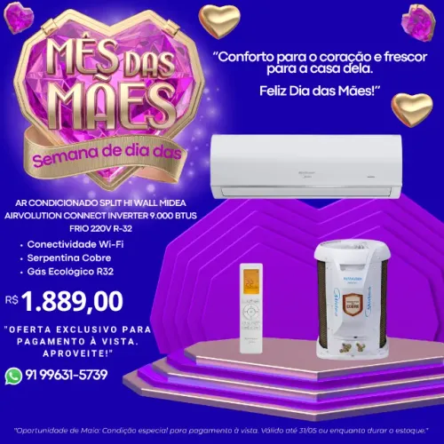 Ar Condicionado Split Hi Wall Midea Airvolution Connect Inverter 9.000 Btus Frio 220v R-32