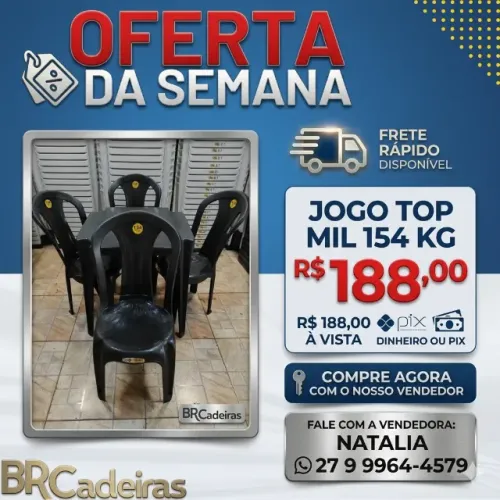 JOGO DE MESA PLASTICO PARA COMERCIOS