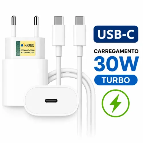 Carregador De Celular 30w Turbo USB-C  A'Gold