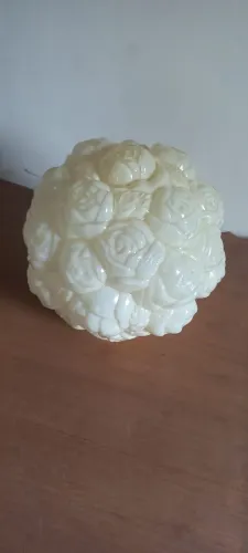 Antigo Globo De Teto Repolho Em Opalina Cúpula De Rosas Art Déco