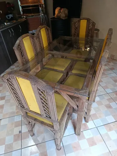 Mesa para churrasqueira com 6 cadeiras