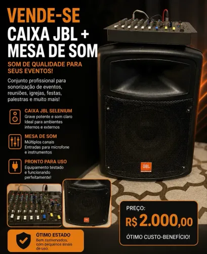 Caixa de som jbl + mesa 