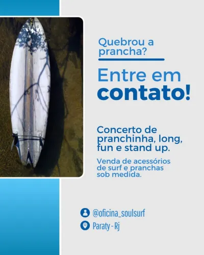 Concerto de pranchas e fabricação sob medida.