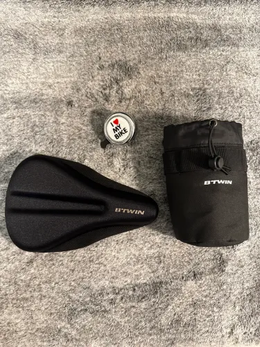 Kit Acessórios para Bicicleta B?TWIN - Capa de Selim, Bolsa e Campainha