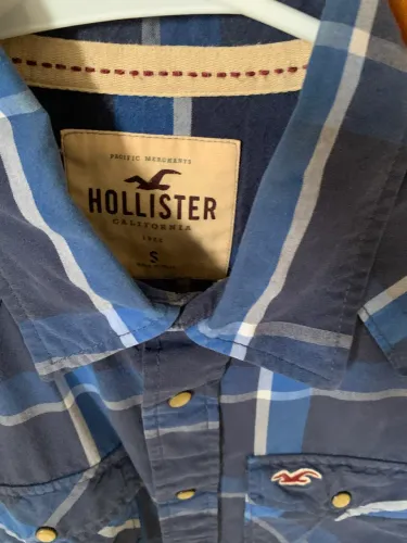 Camisa quadriculada azul hollister tamanho P