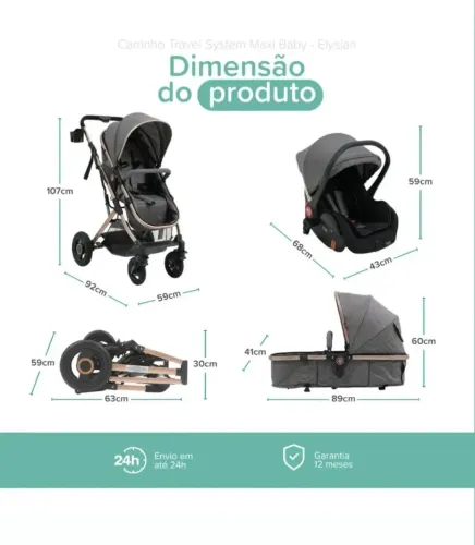 Carrinho de bebê Maxy baby + Bebê conforto