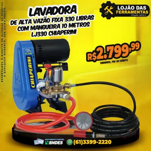 Lavadora de Alta Vazão Fixa 330 Libras Com Mangueira 10 Metros Lj330 Chiaperini