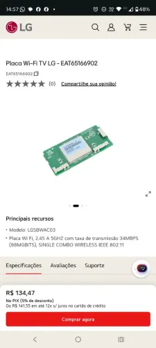 Placa Wi-Fi TV LG - EAT65166902