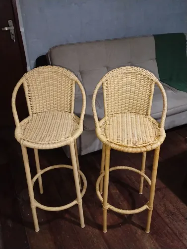 Par de banquetas de vime