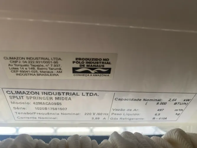Ar condicionado springer midea semi novo em excelente conservação