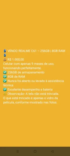 VENDO REALME C61 - 256GB | 8GB RAM ?