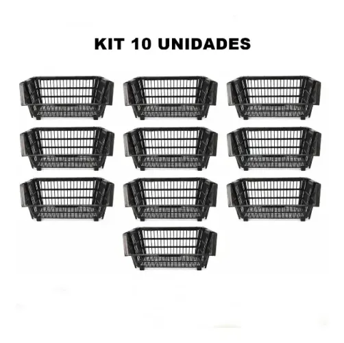 10 Cesto Organizador Empilhavel 58 cm - Kit com 10 Peças