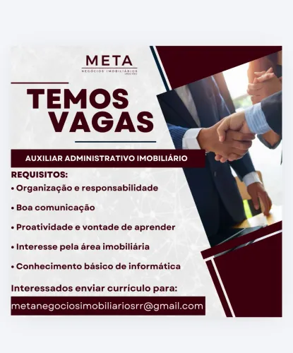 Vaga para auxiliar administrativo 