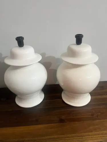 Par de abajur branco porcelana