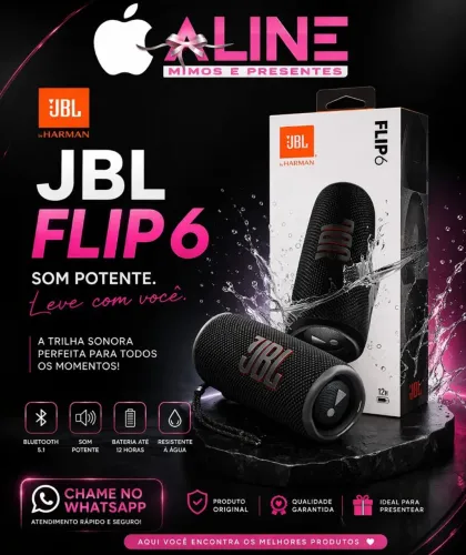 JBL FLIP6 PRETA ORIGINAL LACRADA