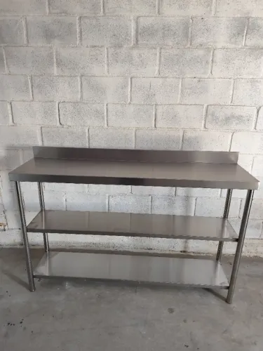 bancada inox 2 prateleiras 2,20m