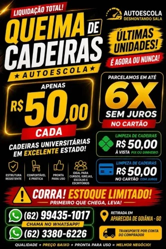 Cadeiras escolar. Queima de total