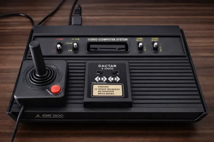 Atari Polyvox 2600 4 Jogos 1 Controle Brinde Última Foto